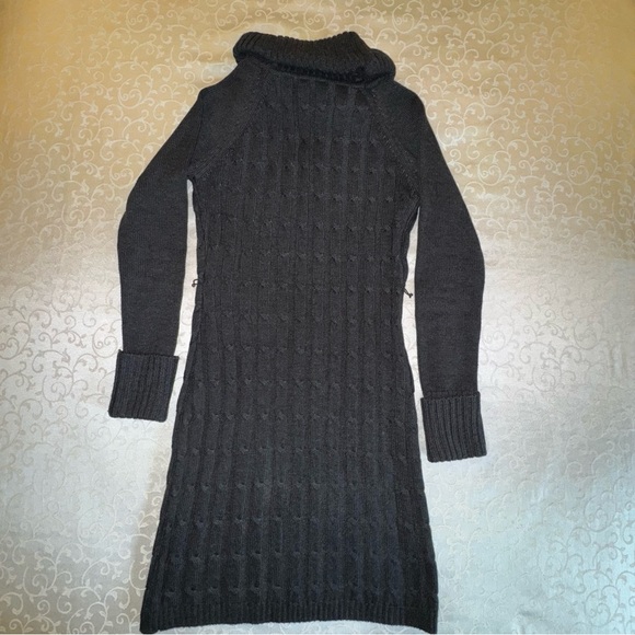 Calvin Klein Charcoal Grey Cowl Neck Belted Cable Knit Sweater Dress - Picture 11 of 16